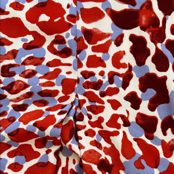 H&M Orange Blue Animal Print Maxi Dress Front Pleat Cutout Back Size 8 - Picture 6 of 9